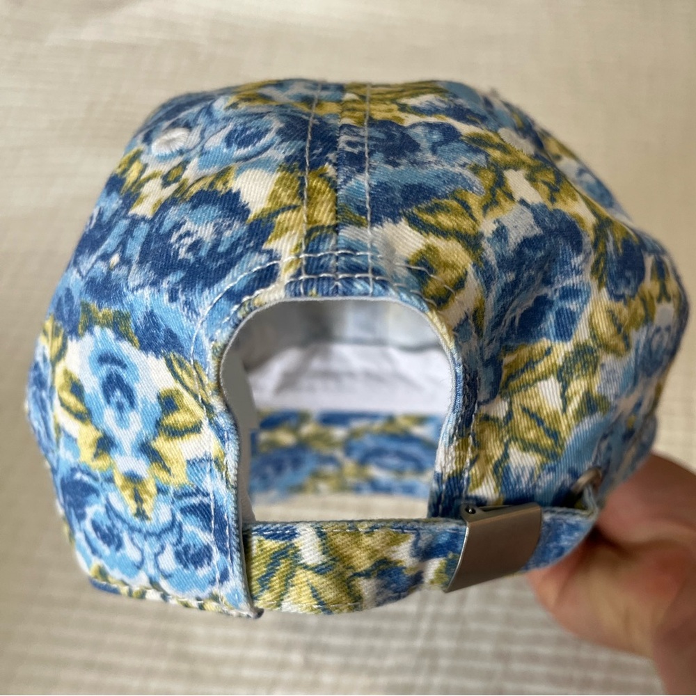 NWT Aerie Blue Floral Distressed Baseball Cap - Picture 4 of 5